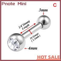 Pnate ลูกบอลเจาะสแตนเลส Labret ตุ้มหูตุ้มเดียวกลมคริสตัลกระดูกอ่อนหู Tragus เกลียวสังขยาเจาะเครื่องประดับ