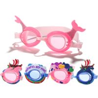 【LZ】✉☇❀  Óculos de natação impermeáveis com design bonito dos desenhos animados para crianças óculos anti-nevoeiro para piscina esporte aquático mergulho surf com tampões para os ouvidos
