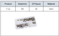 60/150ชิ้น M3 M4 M5สำหรับ20ชุด T-Slot T-Nut เลื่อน T-Nut หัวค้อนชุดโพรไฟล์อะลูมิเนียมขึ้นรูปตัวเชื่อมแหวนสกรู