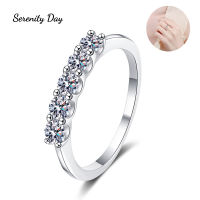 Serenity วัน S925แผ่นเงิน Pt950แพลทินัม0.5CT Moissanite แถวแหวน D สี VVS1 3มิลลิเมตรแต่ละหินสำหรับผู้หญิงแต่งงาน