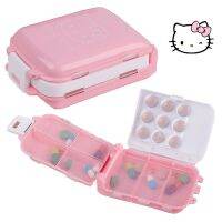 Kawaii Sanrios KT Cartoon Anime Three layers of 8 Slots Pill Cases Portable Travel Foldable Mini Pill Box girl gift