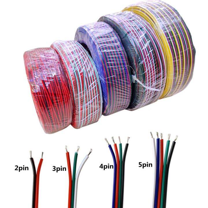 5m 10m 100m LED Connector Wire 2/3/5 Pin LED Cable 4pin RGB Extension