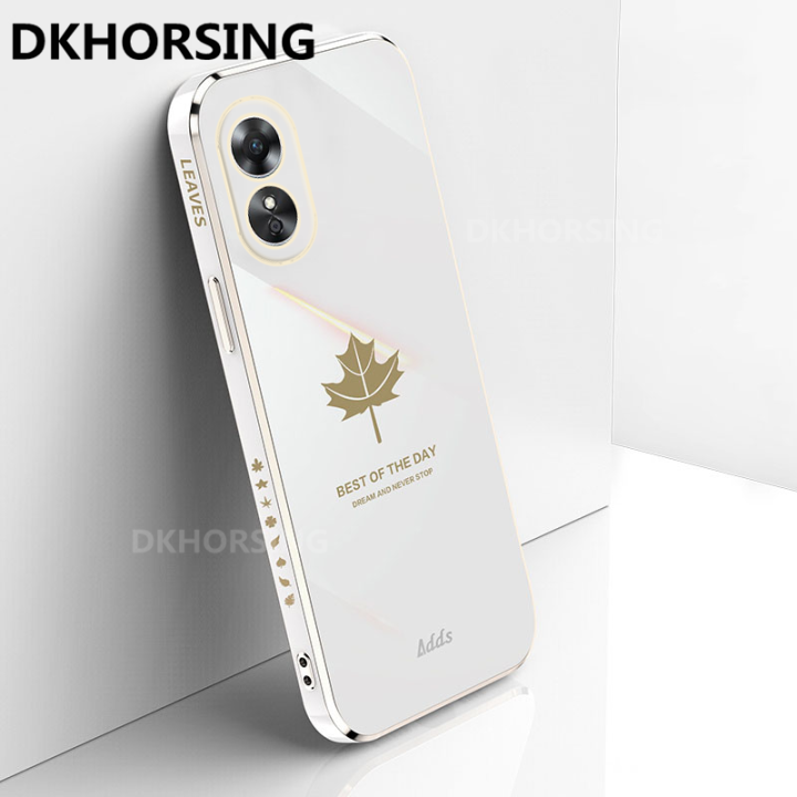 dkhorsing-luxury-ใบเมเปิลเคสโทรศัพท์-oppo-a78-5g-electroplated-ซิลิโคนปลอกอ่อน-oppo-a78-2023เลนส์ป้องกันการกระแทกฝาปิดโทรศัพท์สมาร์ท