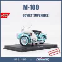 1:24 Soviet Union Traffic Police Patrol Motorcycle M-100 Plastic Model Special Moto With Sidecar Die Cast Vehicle Gift SJMTN002