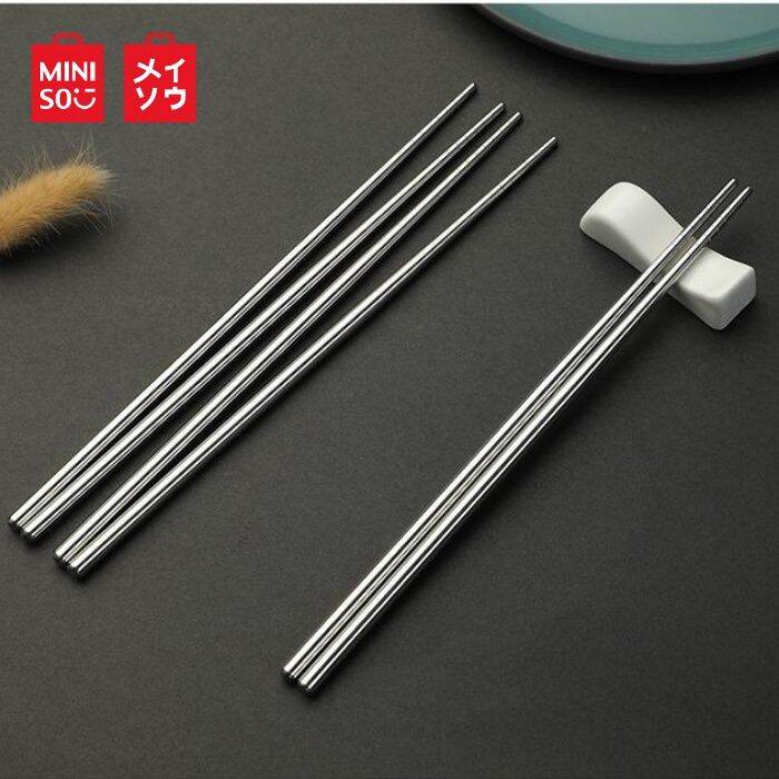 Miniso Stainless Steel Chopsticks 3 Pairs Set High Quality Reusable Non