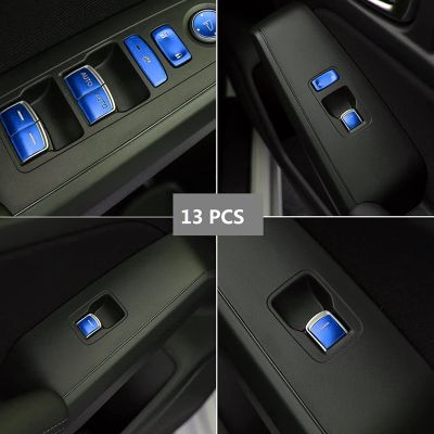 13Pcs Blue Window Glass Lift Switch Button Cover Trim for Honda Civic 11Th Gen 2022