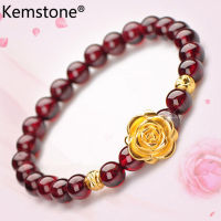 Kemstone Fashion 6mm Red Beaded bracelet for women Girl Jewelry Gift