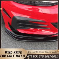 Gloss Front Canards Bumper Lip Aero Kit Flare Mods Fin For Volkswagen Golf 7.5 MK7.5 GTI GTD Performance Body Kit 2017-2021