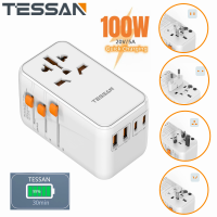 TESSAN GaN III 100W Universal Travel Adapter, International Charger with 2 USB-C PD Fast Charging Adaptor, Worldwide Wall Charger with Type-C Fast Charger for iPhone,Samsung,Laptops, Type A/C/G/I (USA/UK/EU/AUS)