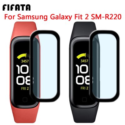 FIFATA 2 Pcs 3D HD Black Frame Curved Protective Film For Samsung Galaxy Fit 2 SM-R220 Smart Watch Soft Glass Protective Film