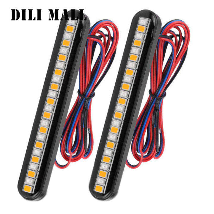 dili-ไฟเบรกท้ายแถบไฟที่บาร์ไฟมอเตอร์ไซค์-led-24ดวงสำหรับ-mall2pcs-ไฟป้ายทะเบียนรถสัญญาณเลี้ยวไหล