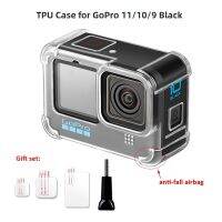 เคสเกราะอากาศสำหรับ Gopro Hero 11 10 9สีดำป้องกันการตกฝาครอบตัวเครื่องป้องกันการกระแทกฟิล์มกระจกเทมเปอร์หน้าจอ