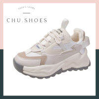 chu.shoes ??พร้อมส่งจากไทย?? รองเท้าผ้าใบ สีครีม ขาว ใส่ได้กับทุกชุด แต่งตัวง่าย เสริมส้นสูง ขาเรียวยาว