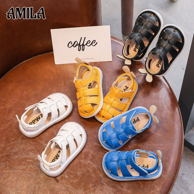 AMILA รองเท้าแตะเด็กรองเท้าเด็กชายพื้นรองเท้านิ่มสำหรับเด็กเด็กวัยหัดเดิน,รองเท้าหนังเด็กวัยหัดเดินระบายอากาศได้ดีอายุ0-1-3ปี