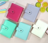 ☫♟ A7 Macaron Color 6 Ring Binder PU Clip-on Notebook Leather Loose Leaf Notebook Cover Notebooks Journal Kawaii Stationery