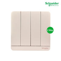 Schneider Electric : สวิตช์ไฟสองทาง 4 ช่อง, 2 Way Switch 16AX, 250V สีทอง รุ่น AvatarOn E : E8334L2_WG_G5 สั่งซื้อได้ที่ร้าน PlugOn