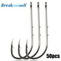 【CC】☽✸♟  50PCS Baitholder Fishing Hooks Barbed Beak Carbon Jig