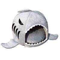 Cat Shark Bed House ปากขนาดใหญ่ Shark Shaped Dog Nest สบาย Warm House ล้างทำความสะอาดได้ Hamster Cage Cave Dog อุปกรณ์เสริม