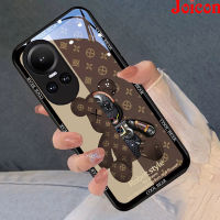 เคสโทรศัพท์กระจกใหม่สำหรับ OPPO Reno 10 5G 10 Pro 5G เคส Reno 10ProPlus + เคสกระจกเทมเปอร์หมีน่ารักกรอบหลังปกป้องเลนส์กล้องกันกระแทก