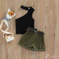 [ส่งของ]BABYGARDEN-6months-4years Baby Girl Tanks Tops Shorts Waist Bag, Pockets Decoration Casual Style Summer Clothing Set