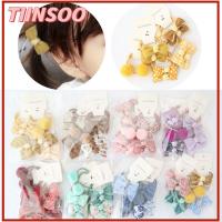 TIINSOO 10pcs แฟชั่น เด็กผู้หญิง ตุ๊กตาลูกเล็ก อุปกรณ์เสริม ยางรัดผม เชือกผม ผ้าโพกศีรษะดอกไม้หมากฝรั่ง โบว์ผูกผม