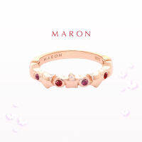 MARON✨ [ของแท้] แหวนพลอยดาว ทับทิม โกเมน Ruby Rhodolite Garnet เงินแท้ แถมฟรี ผ้าเช็ดเครื่องประดับ มีใบรับประกัน พร้อมกล่อง พร้อมส่ง I Mythical Stars Band Ring