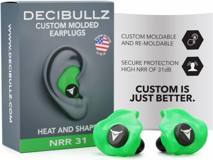 decibullz-custom-molded-earplugs-31db-highest-nrr-comfortable-hearing-protection-for-shooting-travel-swimming-work-and-concerts-green