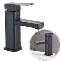 Bathroom Sink Faucet Stainless Steel Sink Basin Tap Single Cold Sink Faucet Black Square Tap Bathroom Counter Basin Faucet