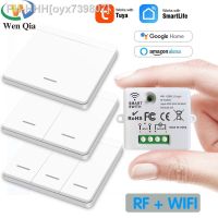 WIFI Mini switch Tuya Smart Life APP Push Button Light Switch RF 433Mhz Wall Panel DIY Relay Module Timer Google Home Alexa