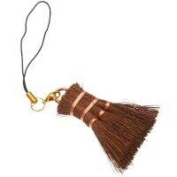 Small Broom Pendant Table Cleaning Whisk Tea Ceremony Dust Tool Brown Silk Natural