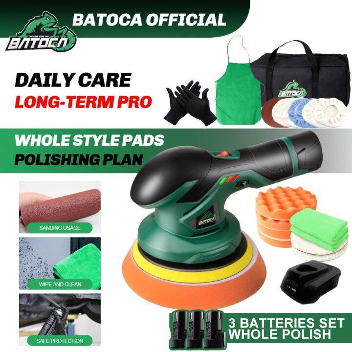 BATOCA 12V Cordless Car Polisher DA Wireless Brushless Car Polishing ...