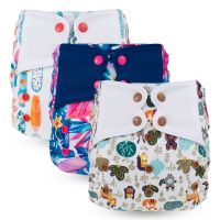 Snap Diaper Cover Waterproof Washable Reusable 3-15kg Bamboo Microfiber Inserts Cloth Baby Diaper Cloth Diapers