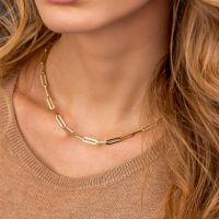 Orazio Womens Necklace Stainless Steel Classic Cuba Clavicle Chain Gold Color Chains Choker Necklaces for Female Brand Jewelry