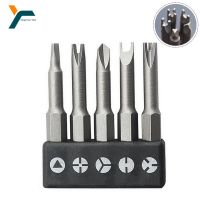 5 Buah Set Bit Obeng Segitiga Y U Tiga Empat Poin 1/4 Hex Shank 50Mm Alat Reparasi Kunci Sekrup Kepala Magnetis Bor Angin