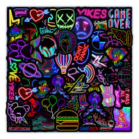 CKE cw】50pcs การ์ตูน Neon Light Graffiti สติกเกอร์รถกีตาร์รถจักรยานยนต์กระเป๋าเดินทาง ของเล่นคลาสสิก decall สติกเกอร์สำหรับเด็ก