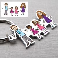 【CW】₪○  Childrens Keychain Personalized Handwriting Keyring Kids Artwork Fathers Day Gifts for Dad