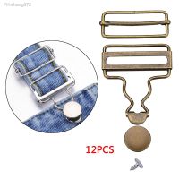 12 Sets Suspenders Buckle Fastener Brace Clips Metal Button Overalls Jeans Pants Denim Strap for DIY Sewing Accessories