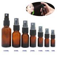 5ml/10ml/15ml/20ml/30ml/50ml/100ml Portable Amber Glass Essential Oil Spray Bottles Mist Sprayer Container Travel Refillable Bottle Transparent Brown