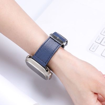 【Hot Sale】 applewatch strap top layer cowhide niche universal contrast female models suitable for apple watch genuine leather soft