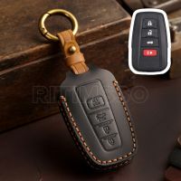 โครงเปลือกนอกเคส Kunci Remote Mobil หนังสำหรับ Toyota Prius Camry Corolla CHR C-HR RAV4 Land Cruiser Prado 2 3 4ปุ่มตัวยึด