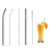 Glass /Stainless steel Straws Eco Friendly Reusable Drinking Straw for Smoothies Cocktails Bar Accessories Brushes