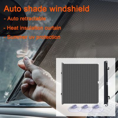 Retractable Roll-up Car Front Windscreen Shade Foldable UV Protection for Car Windows Sun Shield Auto Blackout Cover Accessories