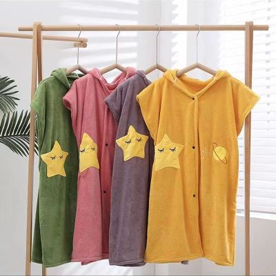 【CC】 Wearable Microfiber Bathrobe Woman Shower Female Soft for Adults Textiles and Sauna