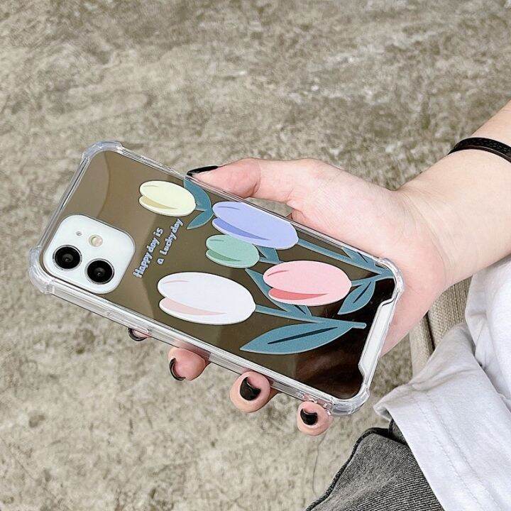 เคสมือถือ-เคสไอโฟน-เคสโทรศัพท์มือถือ-ซิลิโคนนิ่ม-ป้องกัน-ลายการ์ตูนน่ารัก-พร้อมกระจก-แบบพกพา-สําหรับ-iphone-13-12-11-xr-pro-max