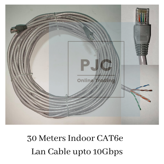 30 Meters Gigabit indoor Cat6 Cat6E UTP Lan Cable Patch Cord Cable with