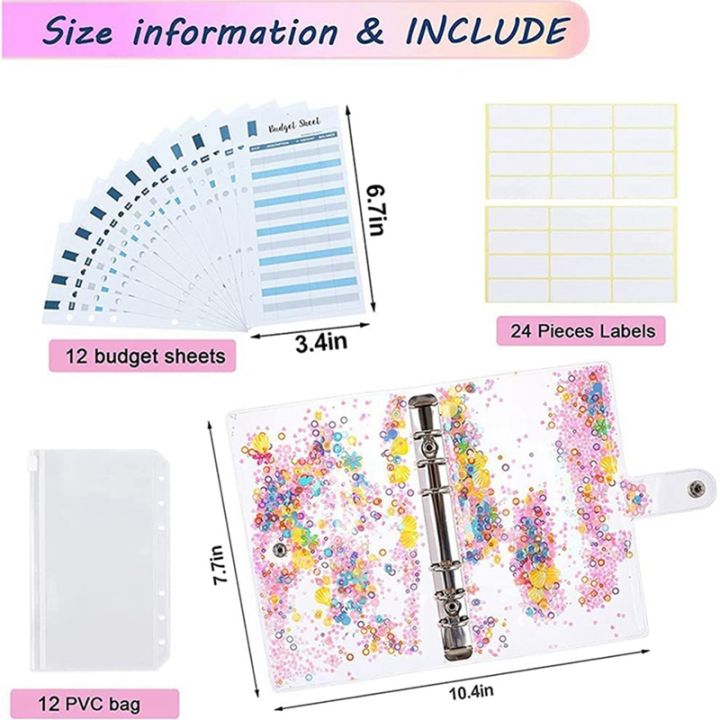 49pcs-a6-budget-binder-notebook-cash-organizer-with-12-clear-zipper-cash-envelopes-12-budget-sheets-24-stickers