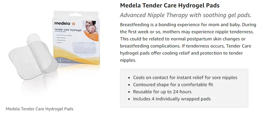 Medela® Tender Care Hydrogel Soothing Gel Pads 4 Count แผ่นไฮโดรเจล  กันหัวนมเจ็บ ลดการคัดเคืองเต้านมของคุณแม่