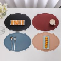 【CC】✳▧  Leather Placemat Tableware Irregular Table Insulation and Oil-proof Dining Plate