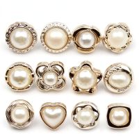 White Pearl Rhinestone Shank Buttons Plastic Back Sewing Buttons Buckle For DIY Clothing Dress Sewing Scrapbooking Garment Haberdashery