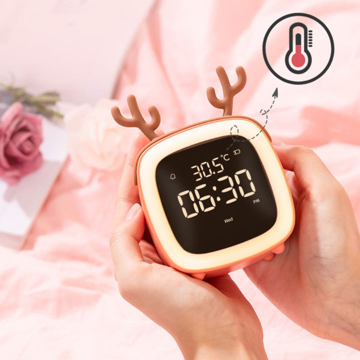 rechargeable-cartoon-led-night-light-children-bedroom-alarm-clock-with-thermometer-student-birthday-gift-room-bedside-deer-lamp